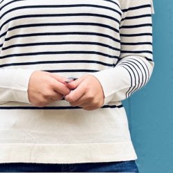 Fintstrikket bluse strib viskose str. M-XXL