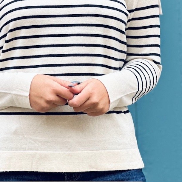 Fintstrikket bluse strib viskose str. M-XXL