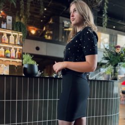 Kort nederdel ribbet str s-l