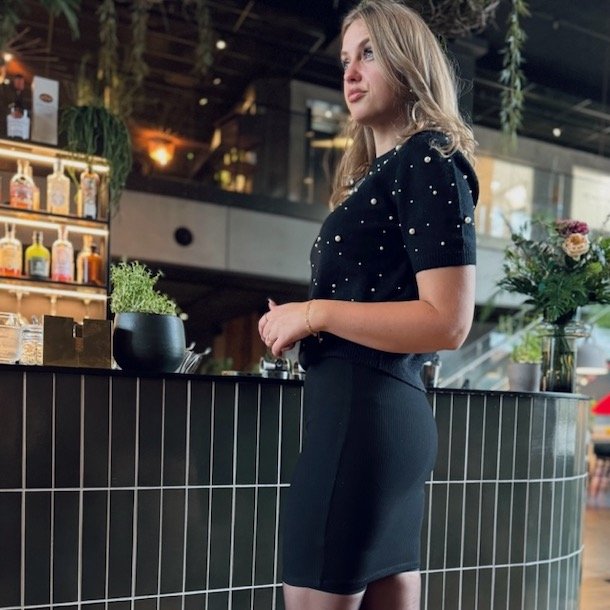 Kort nederdel ribbet str s-l