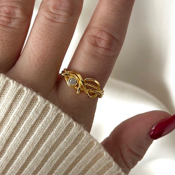 Ring curly glam forgyldt slv