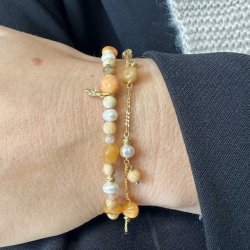 Armbnd GOLDEN m. perler forgyldt slv