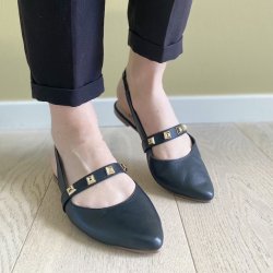 Ballerina sandal m. nitter sort skind str. 36-41