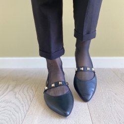 Ballerina sandal m. nitter sort skind str. 36-41