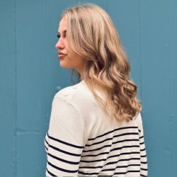 Fintstrikket bluse strib viskose str. M-XXL