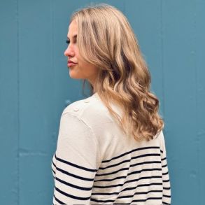 Fintstrikket bluse strib viskose str. M-XXL