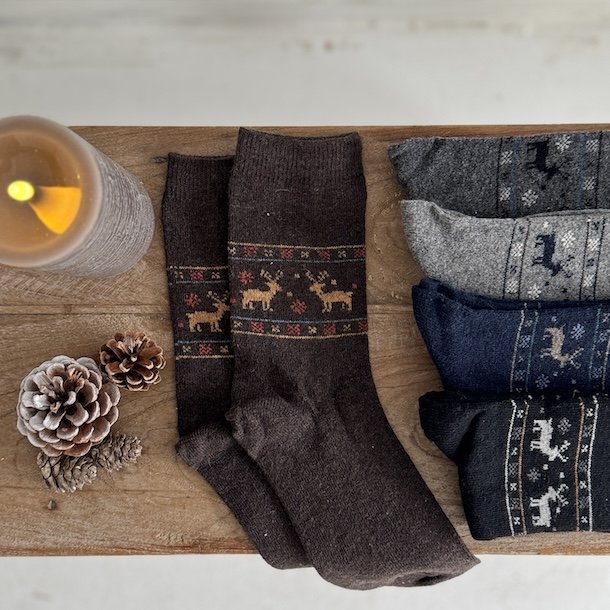 Sokker herre rensdyr angora/uld miks str. 40-46