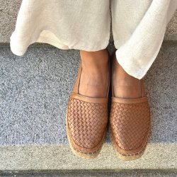  Espadrillos flet cognac skind str. 36-41