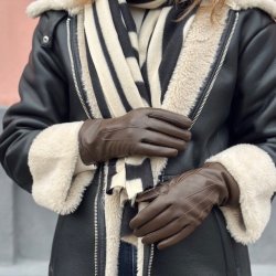 Klassiske skind handsker Fleeceforede lammeskind str 6,5-8