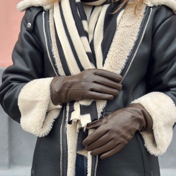 Klassiske skind handsker Fleeceforede lammeskind str 6,5-8