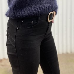 Jeans straight up sort xs-xl