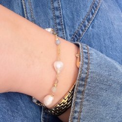 Armbnd SKY BLUE Forgyldt Slv