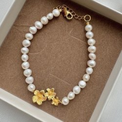 Perle armbnd JASMIN  Forgyldt Slv