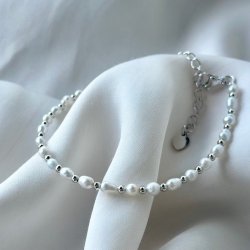 Armbnd LISSIE pearl 18-23 cm sterling slv