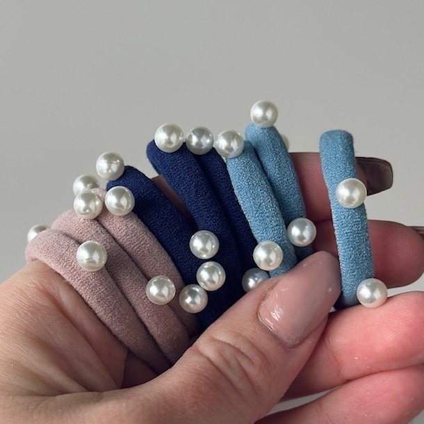 Hrelastikker med perler 3 stk 