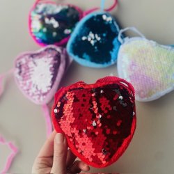 Pige taske hjerte plys &amp; pailletter