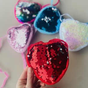 Pige taske hjerte plys & pailletter