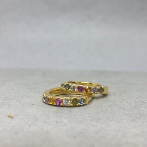 Creol med pastel zirkonia - forgyldt slv