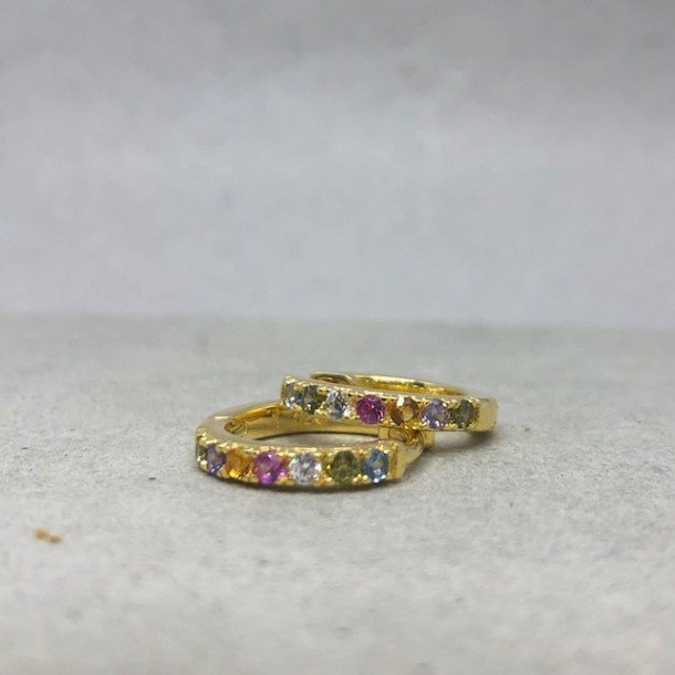 Creol med pastel zirkonia - forgyldt slv
