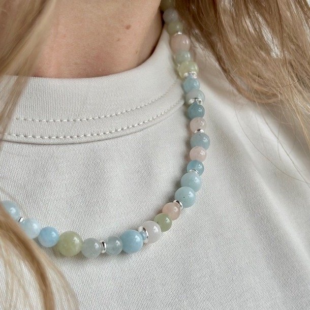 Halskde MORGANITE DREAM Sterling slv