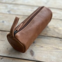 Penalhus/kosmetik pung cow skind raw cognac