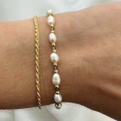 Armbnd perle COAST SMOKEY Forgyldt Slv