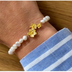 Perle armbnd JASMIN  Forgyldt Slv