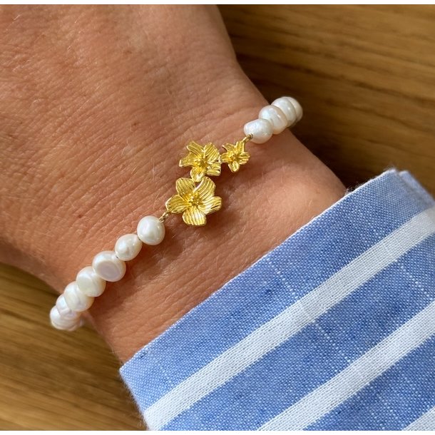 Perle armbnd JASMIN  Forgyldt Slv