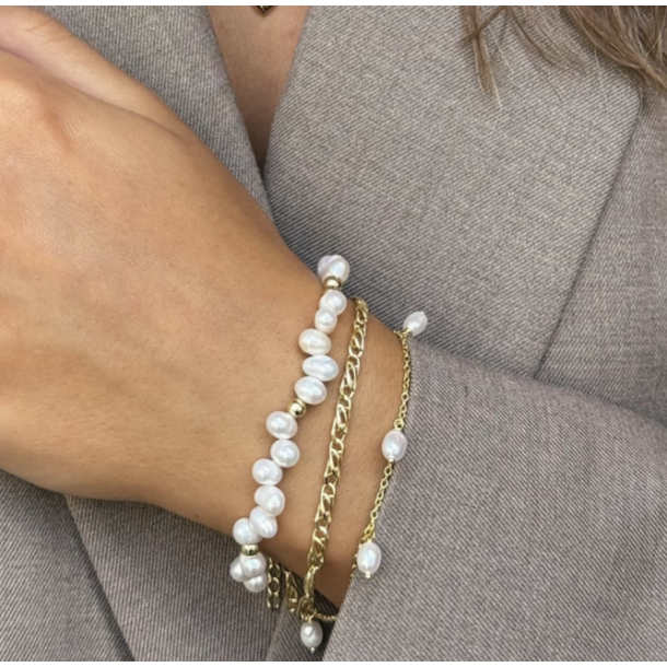 Armbnd LUNELLA PEARL Armbnd forgyldt slv