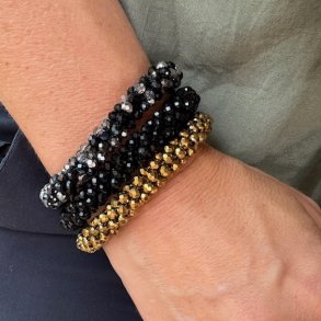 Chunky hrelastik / armbnd med perler metallic