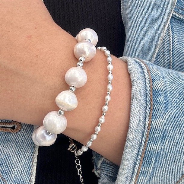 Armbnd GERTRUD pearl sterling slv