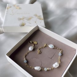 Armbnd SKY BLUE Forgyldt Slv