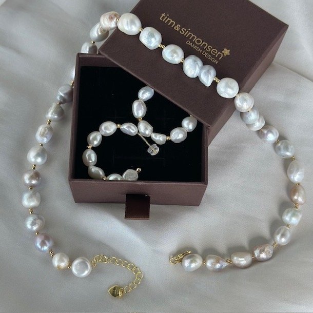 Halskde GERTRUD pearl forgyldt slv