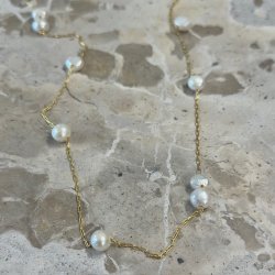 Halskde MALLORY pearl 42-49 cm forgyldt slv