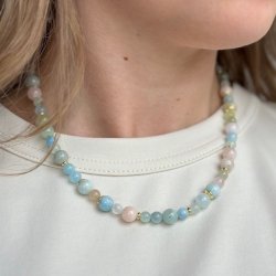 Halskde MORGANITE DREAM Forgyldt slv