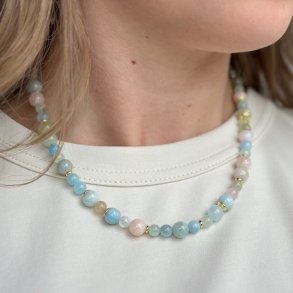 Halskde MORGANITE DREAM Forgyldt slv