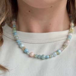 Halskde MORGANITE DREAM Forgyldt slv