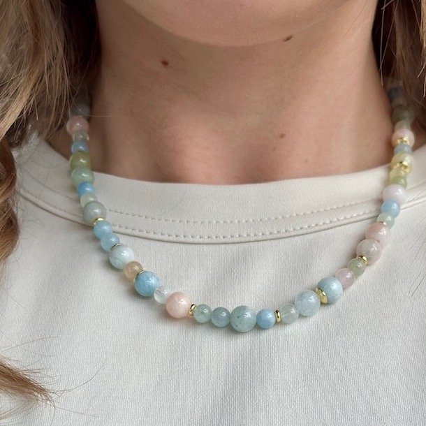 Halskde MORGANITE DREAM Forgyldt slv