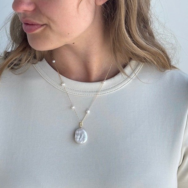 Halskde GARDA pearl 43-50 cm forgyldt slv