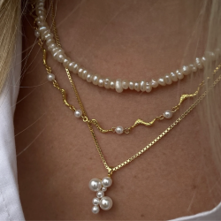 Halskde Lorelai mermaid - forgyldt slv med perler