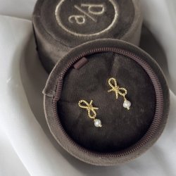 restikker ROPE BOW PEARLS  Forgyldt Slv