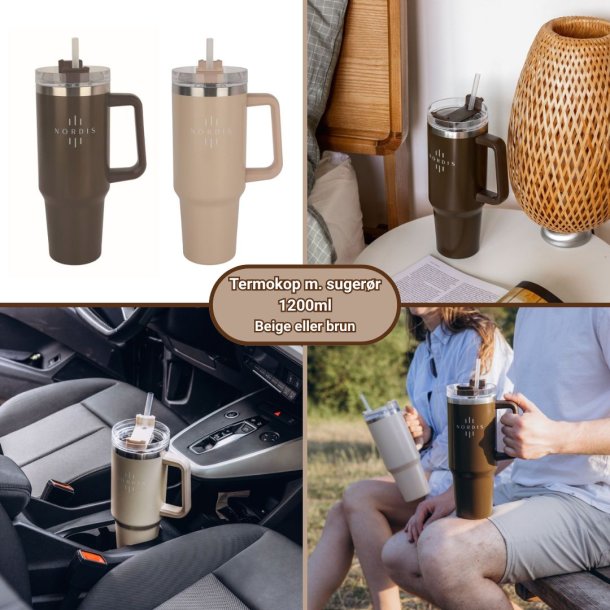 Termokop m. suger�r 1200 ml