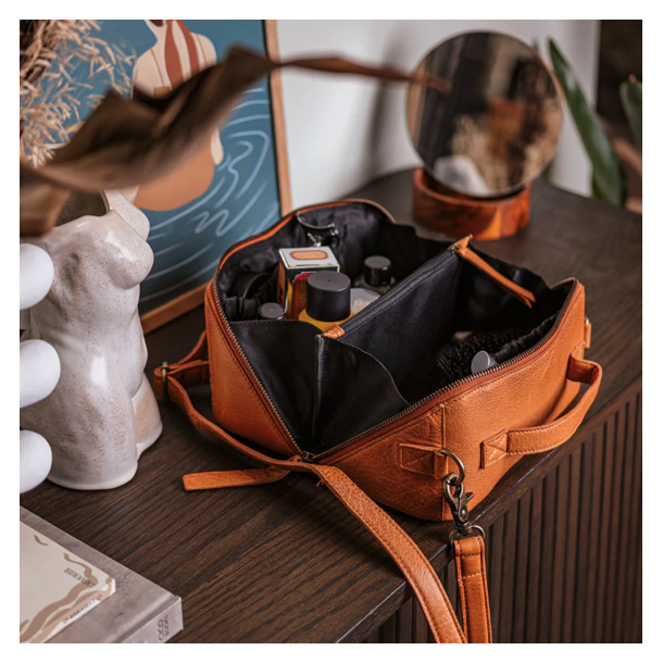 Cleo strikketaske / toilettaske skind