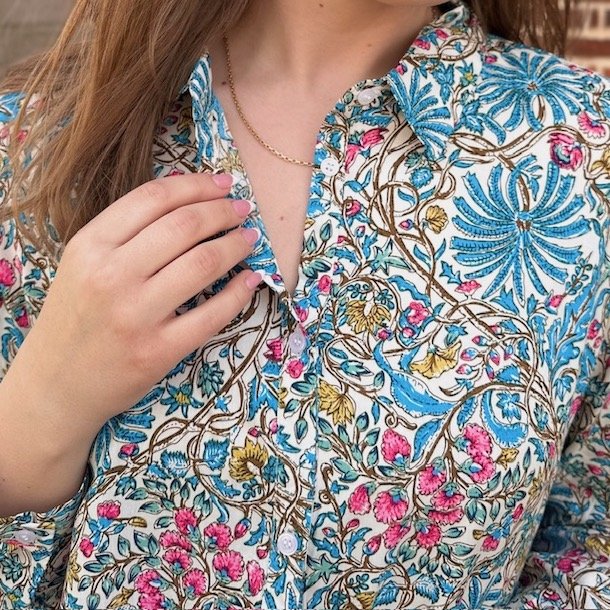 Sarah skjorte spring flower str s-xxxxl