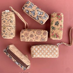 Aflang kork pung med 2 rum