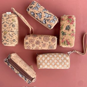 Aflang kork pung med 2 rum