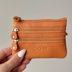 Classic Cow pung med 4 rum - skind mandarin 