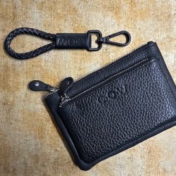 Kort nglesnor og matchende pung COW - sort skind