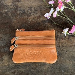 Classic Cow pung med 4 rum - skind mandarin 