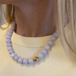 PURPLE halsk�de 45 CM. Guldbelagt vandfast